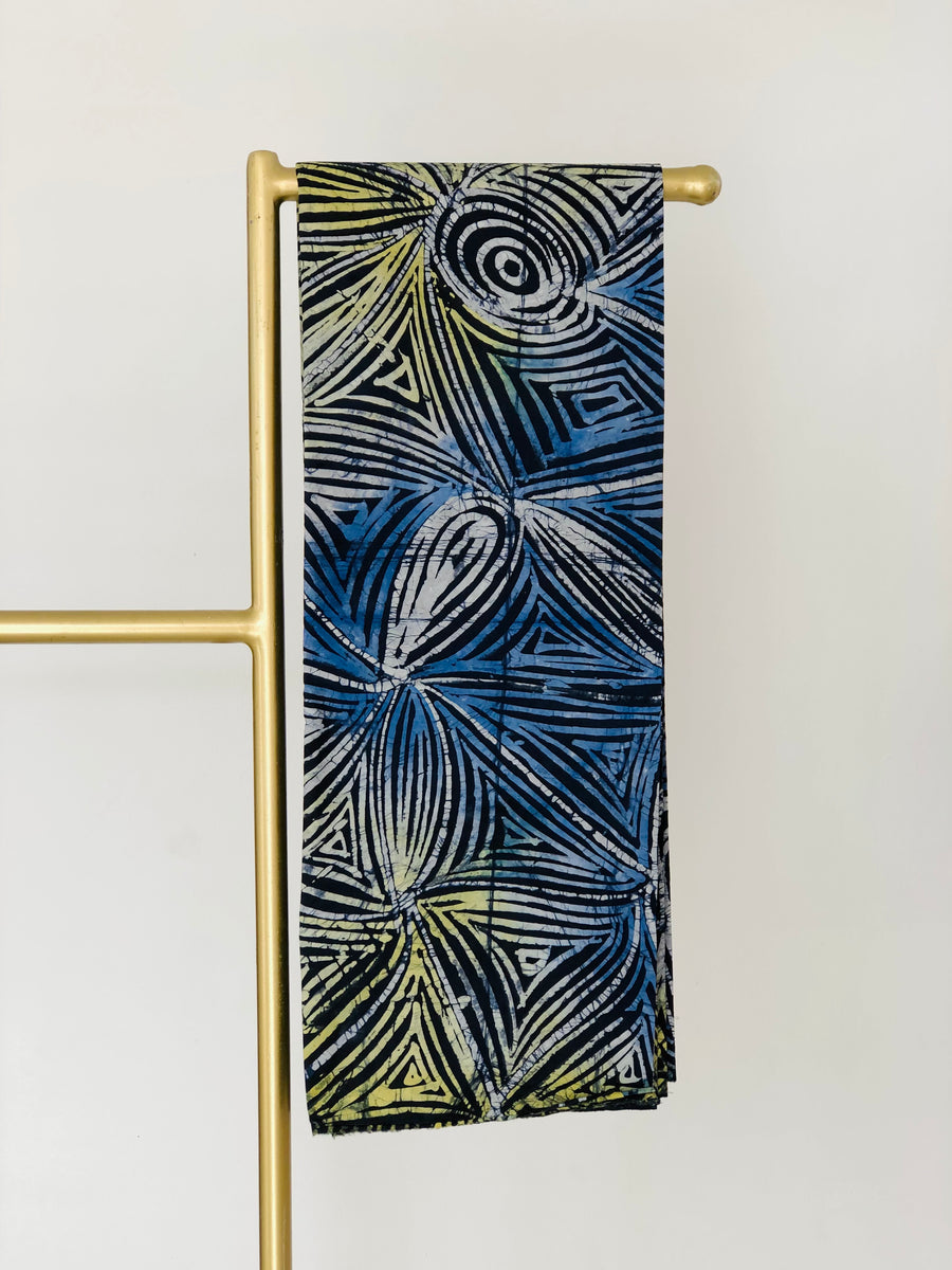 Blue Yellow Olowo Organza Silk