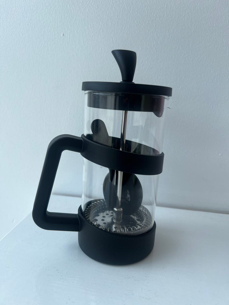 Clear Glass and Black French Coffee Press