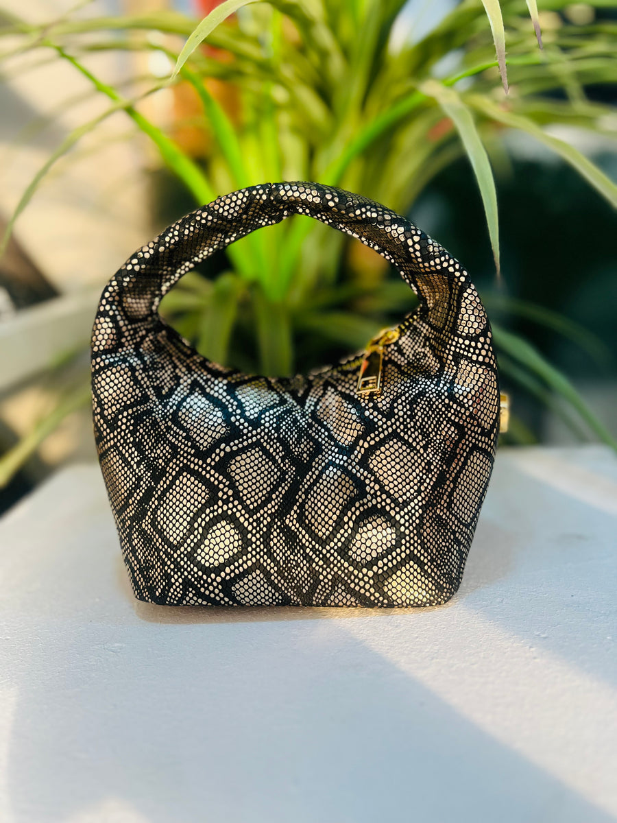 Gold Black Mini Nelo Handbag