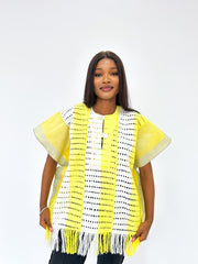 Yellow & White Aso Oke Desert Top