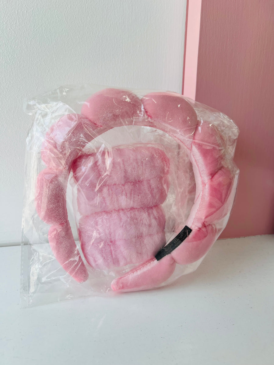 Pink Terry Head Band With Wrist Bands