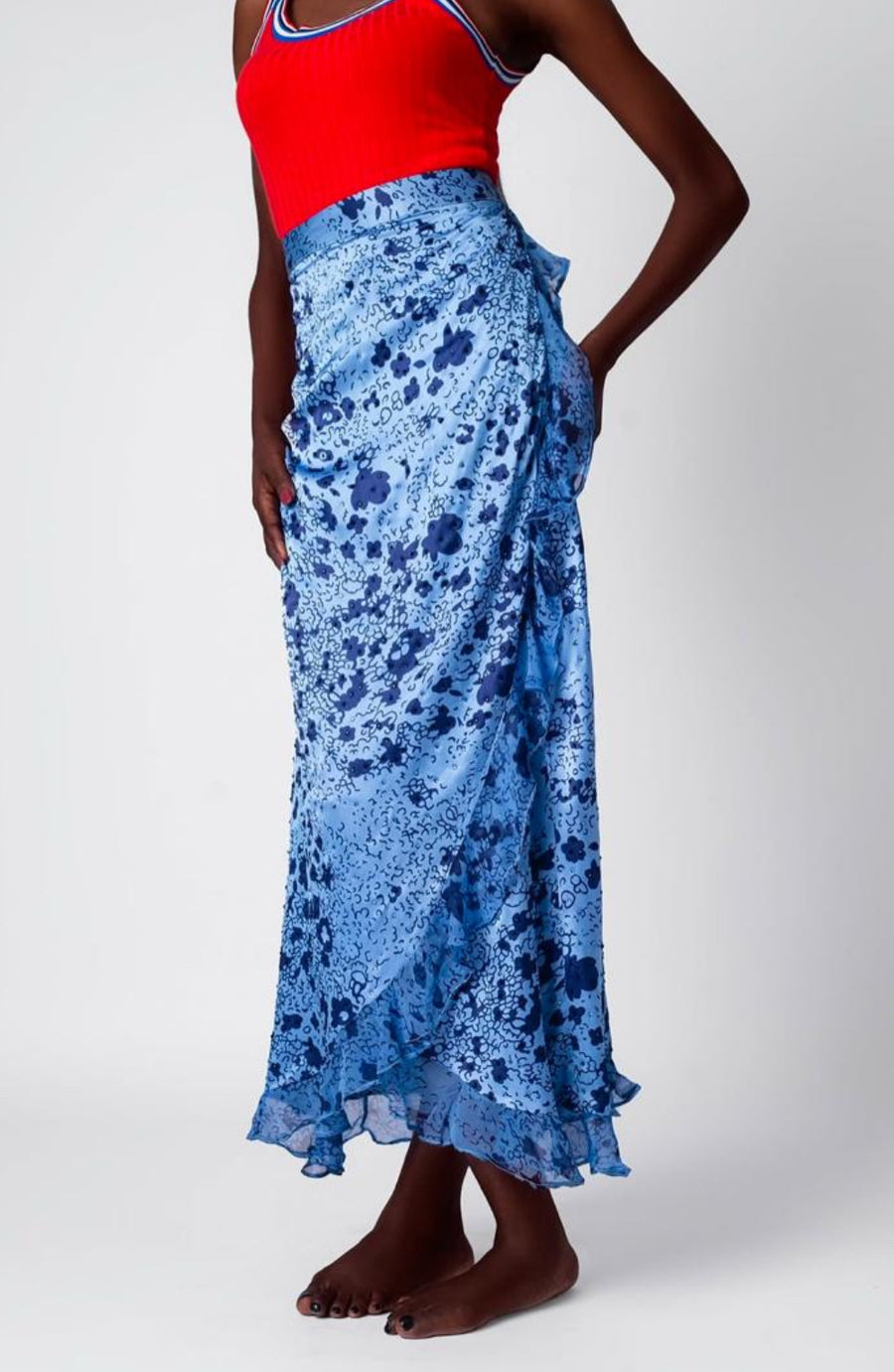 Renoni Marylyn Wrap Skirt in Baby Blue