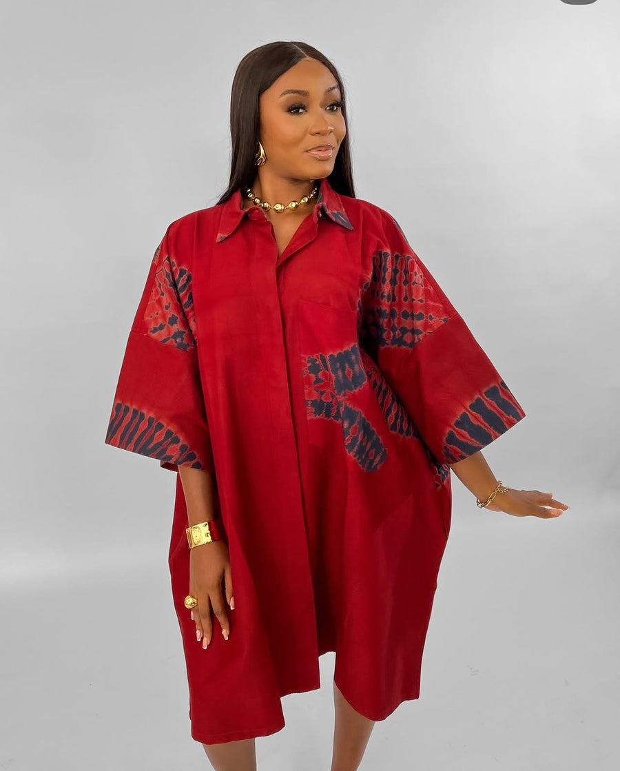 Pique Box Tye-Dye Shirt Dress