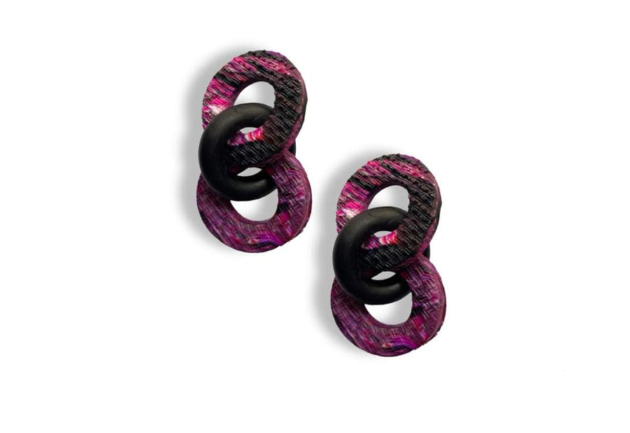3 Step Black and Purple Mini Links Earrings