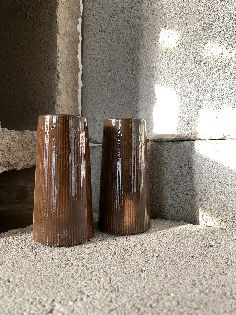 Mini Tapered Vase With Beeswax Candle Set of 4