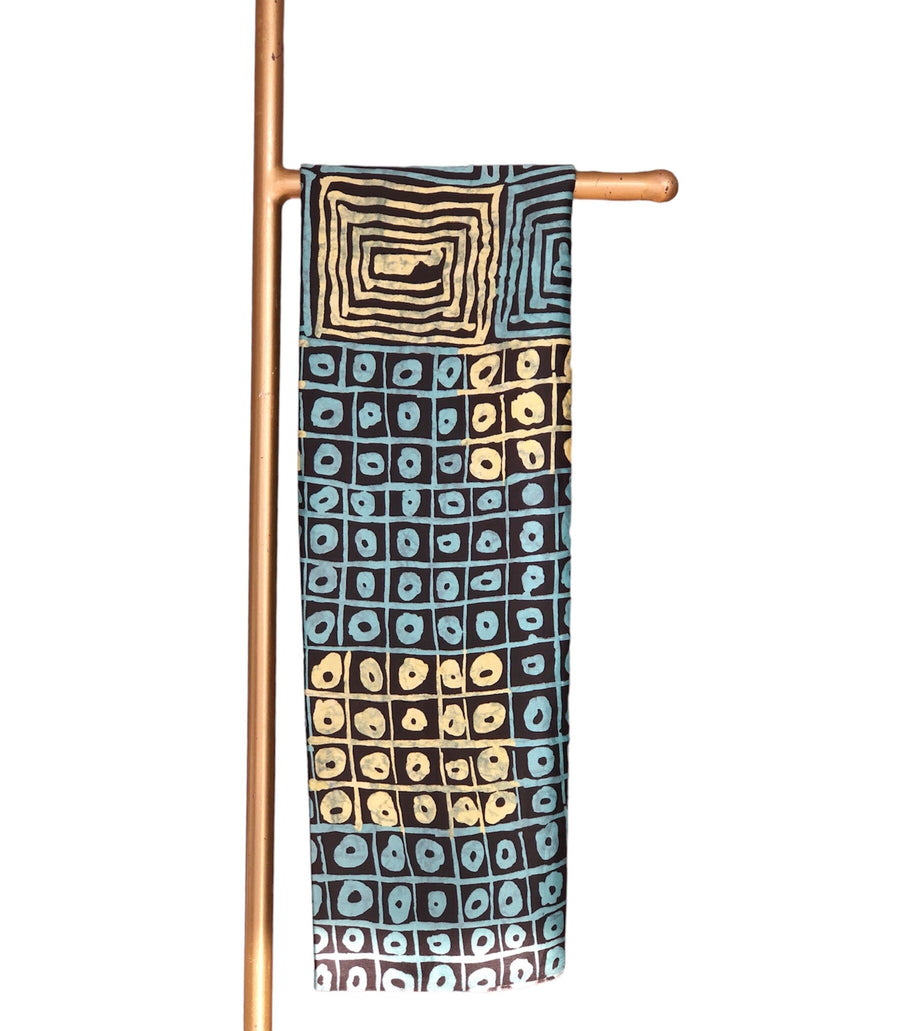 Yellow Teal Suru Silk Chiffon Set
