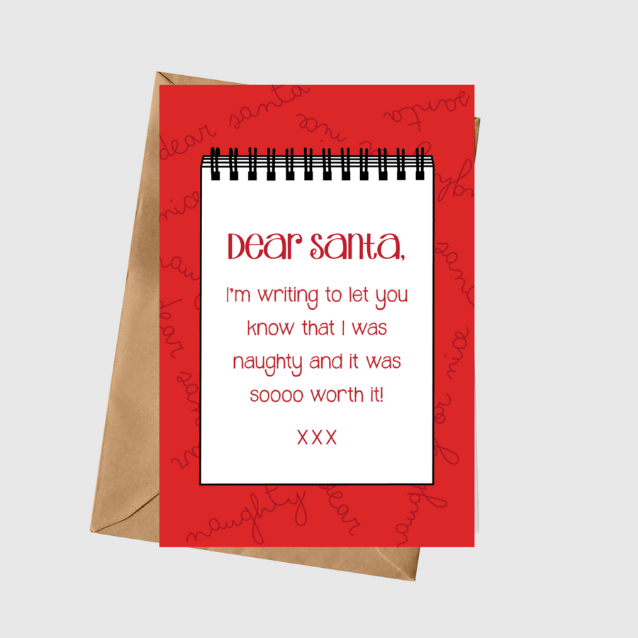 Dear Santa, Naughty Christmas A5 Greeting Card