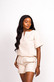 Cream Candy Shorts Coord Set