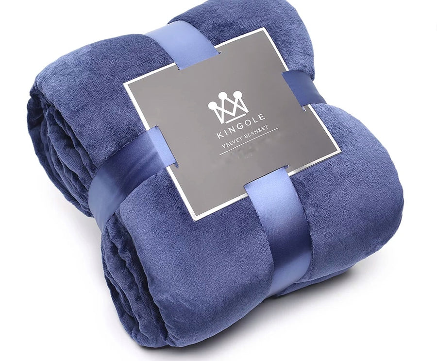 Kingole Fleece Velvet Blanket Navy